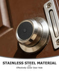 Close-up of Heavy Duty Stainless Steel Decorative Deadbolt Cover Plate for Entry Doors with Black round filler.