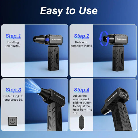 Instruction steps for Beast Mode Cordless Air Blower With Brushless Motor Ultra Powerful 390000RPM Duster setup and use