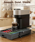 3 Inch Slim Crystal Glass Coffee Capsule Organizer Drawer For Nespresso Vertuo Pods Holds 24 Pods NP06 on kitchen counter