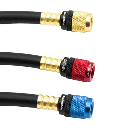 36 Inch Easy Seal Hvac Refrigerant Charging Hose With 1 4 And 5 16 Sae Fittings No Sweat Leak Block Smooth Swivel Neck For Mini Split Ac Fixing And Tight Squeeze Service Runs