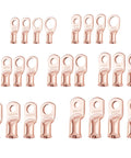Heavy Duty Battery Lugs Set 10 Pieces For 1/0 To 3/8 Inch Cable With 3 To 1 Heat Shrink Tubing Ring Terminals copper eyelets sizes shown