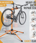 Heavy Duty Four Legged Bike Repair Stand With 176 Lb Capacity Height Adjustable From 40.5 To 67 Inches Magnetic Tray