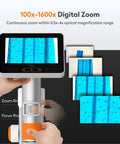 Kids Microscope Handheld Digital Miniscope With Stand Mode For Indoor And Outdoor Learning Built For Ages 5 To 18 Totally Awesome For Biology Geology Coins And More A Fun Educational Science Toy For Curious Minds, handheld digital microscope with 4.3-inch LCD and zoom ring