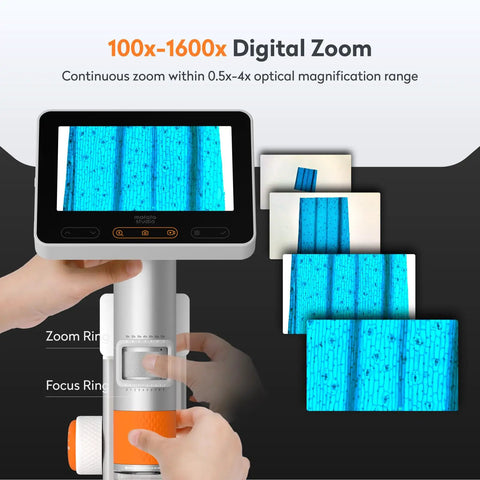Kids Microscope Handheld Digital Miniscope With Stand Mode For Indoor And Outdoor Learning Built For Ages 5 To 18 Totally Awesome For Biology Geology Coins And More A Fun Educational Science Toy For Curious Minds, handheld digital microscope with 4.3-inch LCD and zoom ring