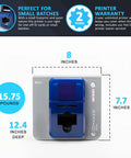 Single Sided Id Card Printer Boasting Quick Full Color Pvc Badge Printing With Smooth Lcd Touchscreen Navigation No Sweat Desktop Layout For Small Teams Crushing Daily Pass Creation Goals, showing dimensions and features.