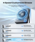 Portable Desk Fan With 4000mAh Battery, USB Rechargeable Cordless Personal Cooling, Quiet 4 Speed, 6.5-Inch Travel Ready, fan modes