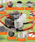 Gas Powered Post Hole Digger Workhorse With 72cc Engine 2 Stroke Auger highlighting engine controls and labels