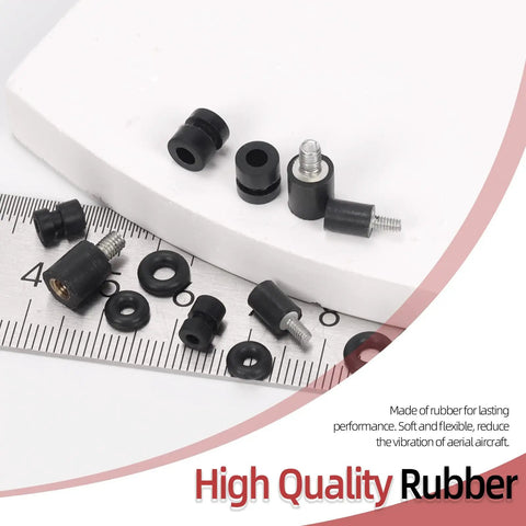 24 Piece M2 M3 Flight Controller Anti Vibration Standoff Screw Kit featuring heavy duty rubber damper balls and flat cushion washers in various shapes.