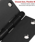 Close-up of Matte Black Interior Door Hinges Set 3.5 Inch By 3.5 Inch With Five Eighth Radius Corners showing hinge detail.