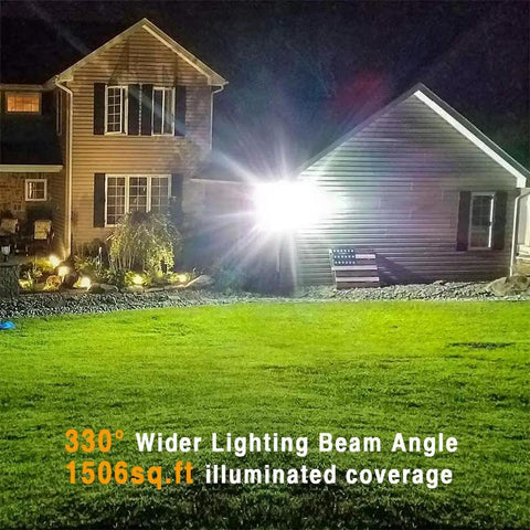Led Outdoor Flood Light 150W 13500Lm With 330 Degree Coverage illuminating house exterior at night