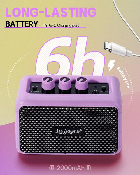 Compact 5W Guitar Amp For On The Go With Dual Speakers Bluetooth Wireless Connectivity Rechargeable Battery Clean