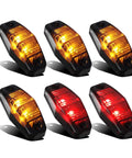 Amber And Red Universal Trailer Side Marker Lights With Smoked Lens, Surface Mount, 2 Diodes, Waterproof Mini LED