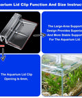 Slick Clear Aquarium Lid Clips 16 Piece Set For Rimless Fish Tank Glass Covers And Acrylic Hoods with 6mm opening and large-area stability.
