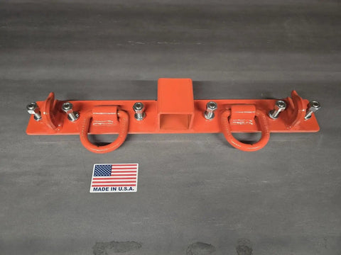 USA Made Compact Farm Utility Tractor Bucket Bolt On Chain Grab Hooks and D Rings Receiver Trailer Hitch Kit with orange coat