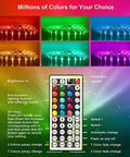 Ultra Long 100 Ft Color Changing LED Strip Lights For Bedroom With 44 Key Remote showcasing color options and functions
