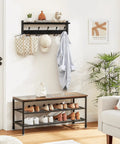 Coat Rack With Shelf And Tri Hooks Wall Mounted 24 Inch Wooden Hanging Coat Hanger For Entryway Bathroom Mudroom And Bedroom Black Finish With Stable Iron Frame For Everyday Use. 