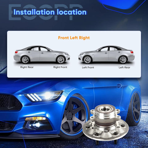 Installation diagram for Front Wheel Hub Bearing Assembly Pair 515121 For Chevrolet Colorado 2009-2012 4x4 And GMC Canyon with cars.