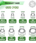 Internal Tooth Star Lock Washers Assortment Kit 550 Pcs M2.5-M12 304 Stainless Steel sizes and quantities chart