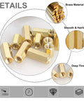 M3 Brass Hex Standoff Spacers 12mm Female Thread Gold Tone Pillar Screws Kit, close-up of hex spacers showing brass material and threading