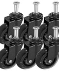 Set of 6 Heavy-Duty 2.5 Inch Caster Wheels with Rubber Tires, 360 Degree Swivel, Quiet Rolling, Replacement for Mechanic Creepers and Stools