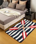 Rowing Oar Nautical Area Rug 5x7 Ocean Theme For Living Room Navy Blue Striped Geometric Pattern Decorative Rug Kid Friendly Playroom Indoor Floor Mat Cozy Coastal Vibe For Everyday Play And Durable Soft Surface in bedroom setting
