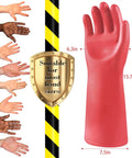 Heavy Duty Insulating Gloves For High Voltage Electric Work 1.8mm Thick Red Rubber Handwear dimensions with hand size chart