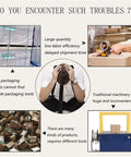 Image showing common packaging troubles, highlighting the need for Heavy Duty Electric Welding Strapping Tool And Hot Melt Strapping Machine For 13 Through 16 Mm Pp Pet Straps Featuring Rock Solid Titanium Parts And A Smooth Running Portable Battery.