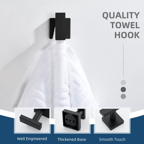 Matte Black Stainless Steel Towel Hook For Bathroom Wall Mount No Fuss Modern Hand Towel Coat Rack Sleek Durable Multi Purpose Wall Hanger For Towels Coats Bags Caddies And More