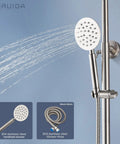 Outdoor Shower Faucet Setup With SUS304 Stainless Steel Wall Mount Exposed Brushed Nickel Finish with handheld spray detail