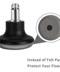 Low Profile Bell Glides Office Chair Feet 5 Pack Replacement Caster Wheels To Fixed Castors With Self Adhesive Felt Pads Black