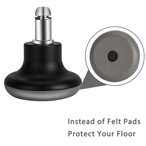 Low Profile Bell Glides Office Chair Feet 5 Pack Replacement Caster Wheels To Fixed Castors With Self Adhesive Felt Pads Black