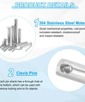 2 Pack 304 Stainless Steel Clevis Pins 40 X 12 Mm Flat Head With 4.2 Mm Hole For Hitch Pin Lock Link And Hinge Systems Durable