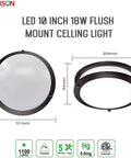 LED Double Ring Flush Mount Ceiling Light Twin Pack With 5CCT Selectable 2700K-5000K, Dimmable 5%-100%, 120V, side and front view