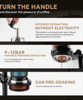 Slick Trail Ready Portable Manual Espresso Maker With Adjustable Temp And Nine Bar Pressure For Straight Up Creamy Lattes On The Go Stainless Steel Hand Pump Coffee Brewing Gear extraction process showing variable pressure features.