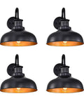 Outdoor Barn Lights 4 Pack Rustic Farmhouse Wall Sconces with Matte Black Finish and Gold Interior displayed in square pattern