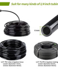 No-Fuss 1/4 Inch Drip Irrigation Emitters Set, 25 Pack With Lock Barbed Connectors and hoses for garden plants and flowers.