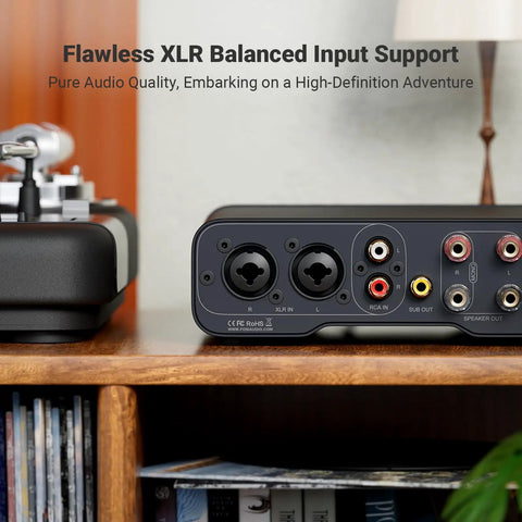 Back view of ZA3 Dual Mode Mini Stereo Amplifier For Home Audio With Mono And Stereo Power Up To 235W Mono And 180W Stereo 48V Power Supply, showing input ports.