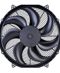Spal High Output 16 Inch Curved Blade Puller Cooling Fan With Powerful Airflow For Radiator Systems, black steel frame design.