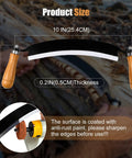 10 Inch Draw Knife With Curved Blade Debarking Tool Grippy Ergonomic Handle for bark removal on logs, size dimensions displayed