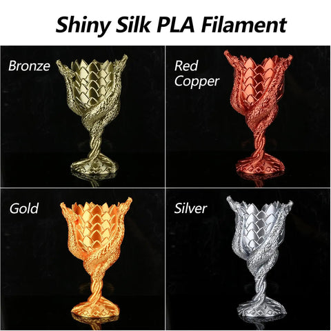 Top Shelf Silk PLA 3D Printer Filament 1.75mm Four Spool Bundle With Metallic Gold Silver Bronze And Red Copper Shades Delivers A Dead Simple Setup And A Totally Slick Finish For Crafts