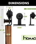 Dimensions of Black Rustic Non Bypass Sliding Barn Door Hardware Kit For One Door Six Foot Flat Track T Style Rollers