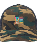 Front view of Everyday Camo Dope Trucker Hat For Women Cute Girls Adjustable Cap With Flexible Buckle Fit Outdoor Style.