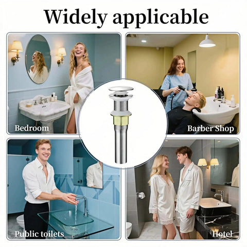 No Drama Pop Up Sink Drain For No Overflow Basin Stainless Steel Hair Catcher Grime Trap Brushed Nickel Smooth Finish Quick Pull Cleanup Deck Drain Plumbing Repair