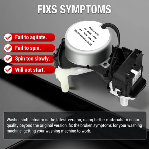 Beefed Up Washer Shift Actuator 120V 60Hz 3RPM CW Easy Install fixing washing machine symptoms