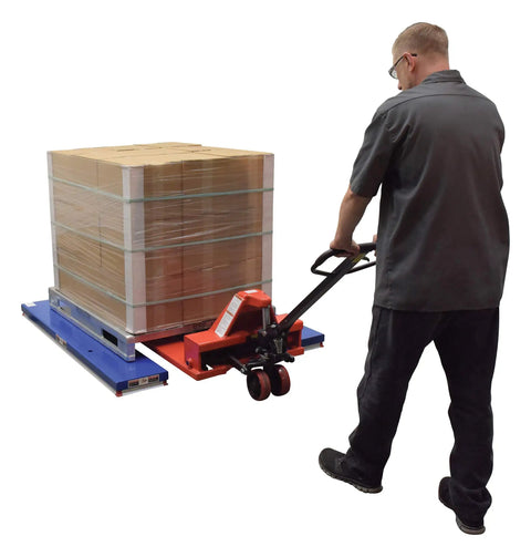 Heavy Duty Electric U Shaped Pallet Lift Table, 3000 Lb Capacity, Blue Powder Coated Steel Frame, Built Tough For Warehouse Work, No Sweat Loading And Unloading Rig Ready