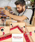 Man using Corner Clamps For Woodworking 4 Pack 90 Degree Right Angle Aluminum Squares 5.5 Inch For Cabinets Drawers Frames And DIY Projects