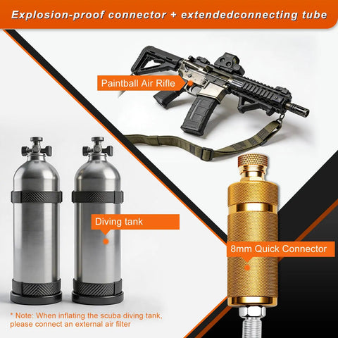 Heavy Duty Portable 4500PSI PCP Air Compressor With Oil-Free Pump Dual 12V DC And 110V 220V AC Power Built-In Cooling Fan Perfect For Filling Airguns Paintball Rifles And Pellet Guns Fast Reliable Performance