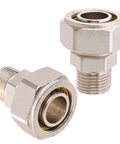 3/4 Inch By 1/2 Inch Male NPT Straight Air Piping Fittings 2 Pack Brass Nickel Plated Compression Style With Double O Ring Seals