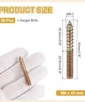 30 Pack M6x45 Hanger Bolts Double Headed Self-Tapping Wood Dowel Screws Carbon Steel Zinc Finish For Wood Joints