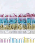 Rock Solid 135 Piece Heat Shrink Wire Connector Kit Featuring Waterproof Ring Fork Hook Spade Butt Terminals assortment in clear storage case.